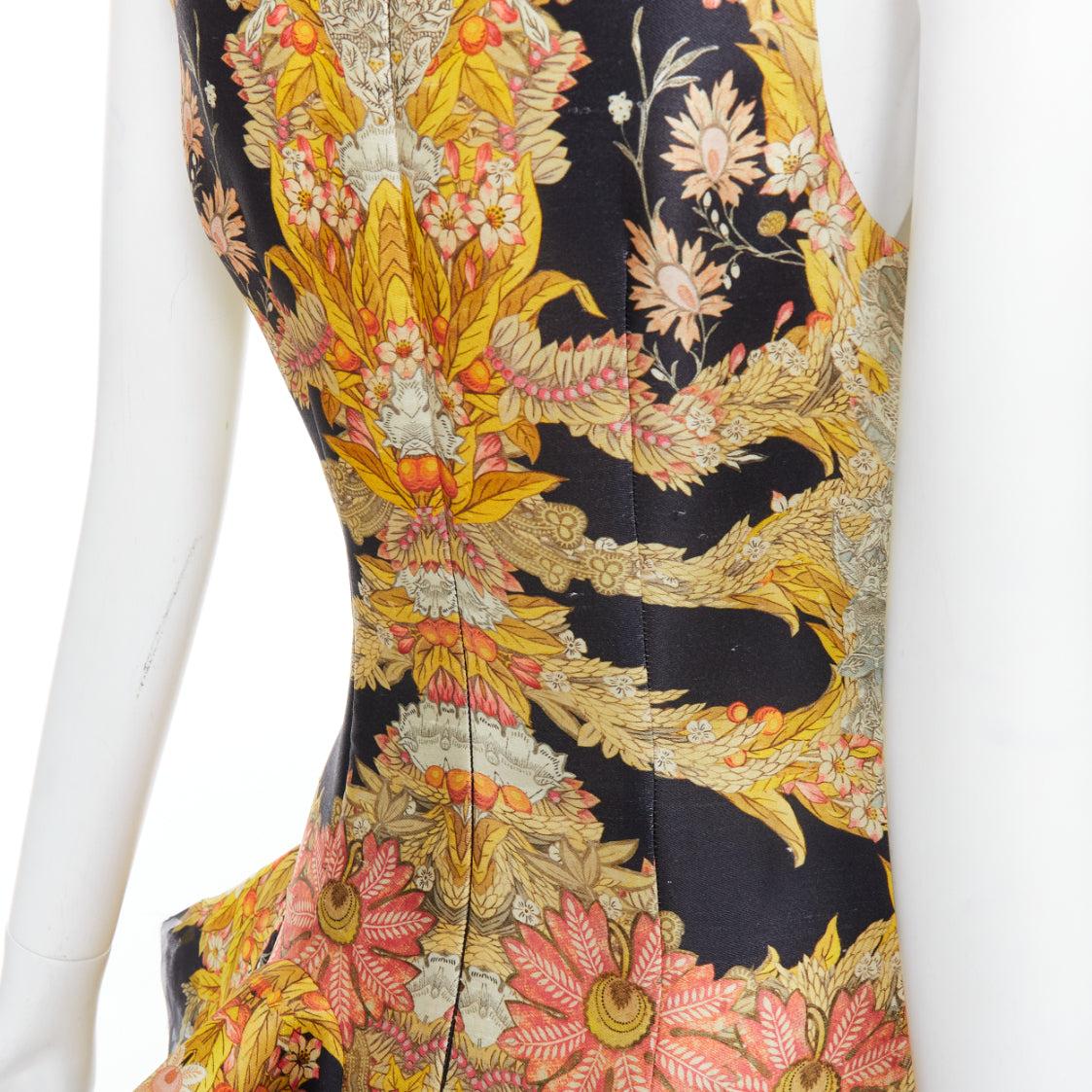 rare ALEXANDER MCQUEEN 2011 Runway Skeleton Foliage floral raw ruffle dress IT40 For Sale 7