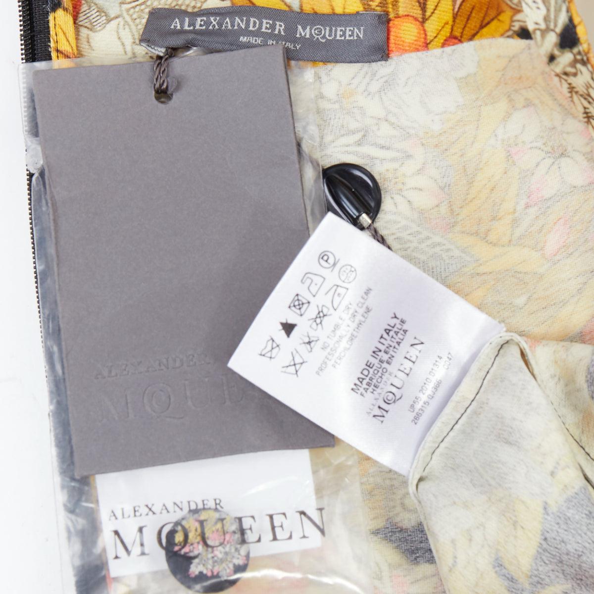 rare ALEXANDER MCQUEEN 2011 Runway Skeleton Foliage floral raw ruffle dress IT40 For Sale 9