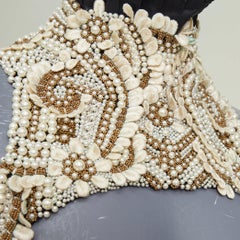 rare ALEXANDER MCQUEEN 2013 Runway pearl bead embroidered halter neckpiece IT40