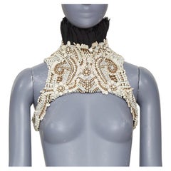 rare ALEXANDER MCQUEEN 2013 Runway pearl bead embroidered halter neckpiece IT40