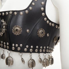 rare ALEXANDER MCQUEEN 2017 Runway studded lace up charm leather bra top S