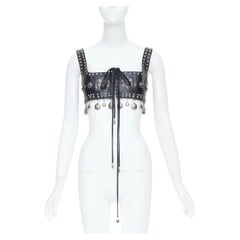 rare ALEXANDER MCQUEEN 2017 Runway studded lace up charm leather bra top S