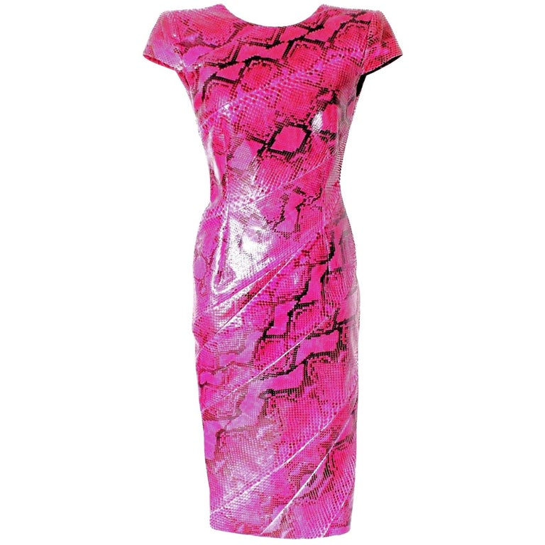 pink snakeskin bodycon dress Glitzy Draped Wrap Mini Dress Pink Snake