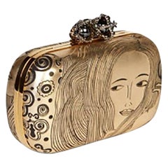 Seltene ALEXANDER MCQUEEN Queen & King Gold Leder Clutch