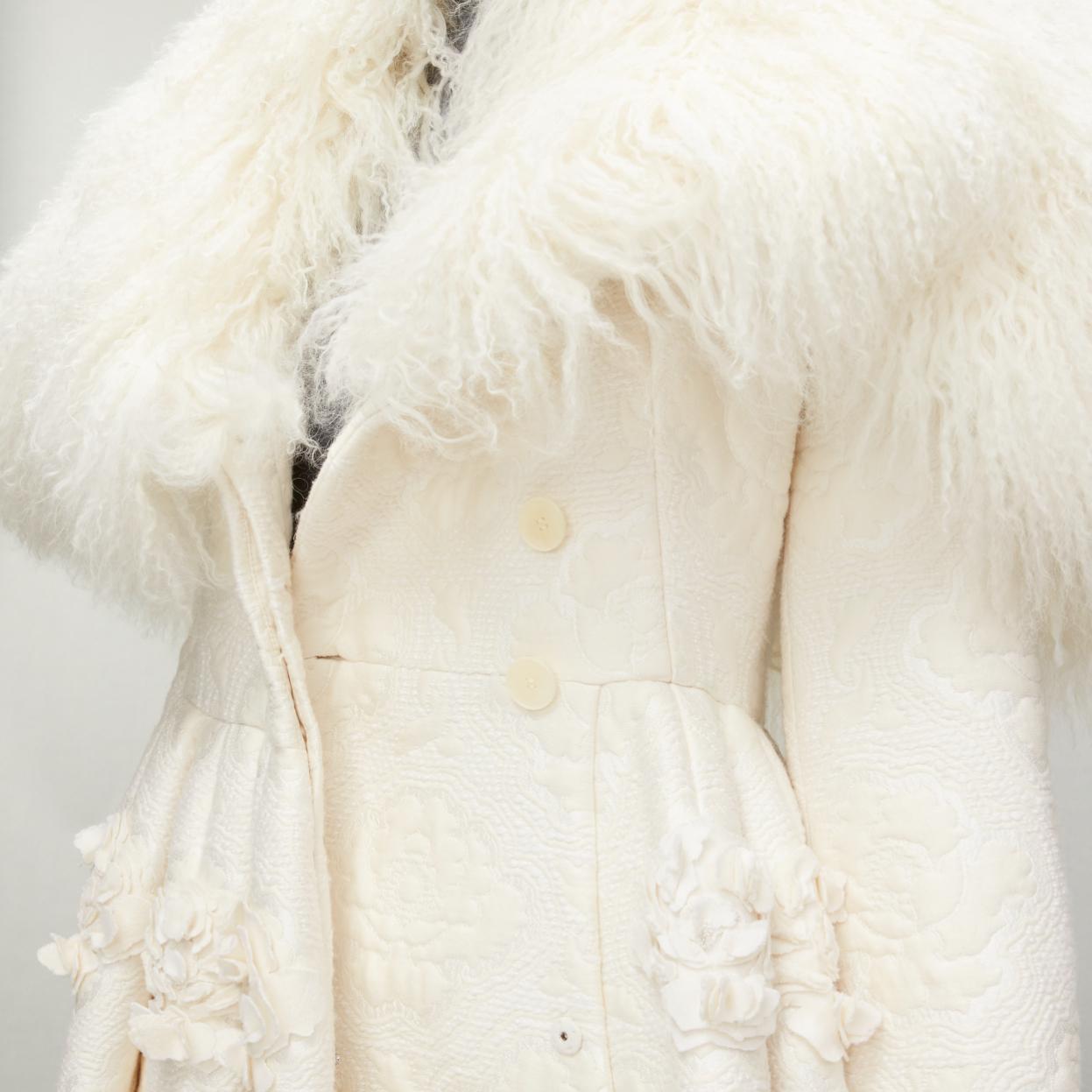 rare ALEXANDER MCQUEEN Sarah Burton 2012 Runway shearling coat dress IT38 XS For Sale 2