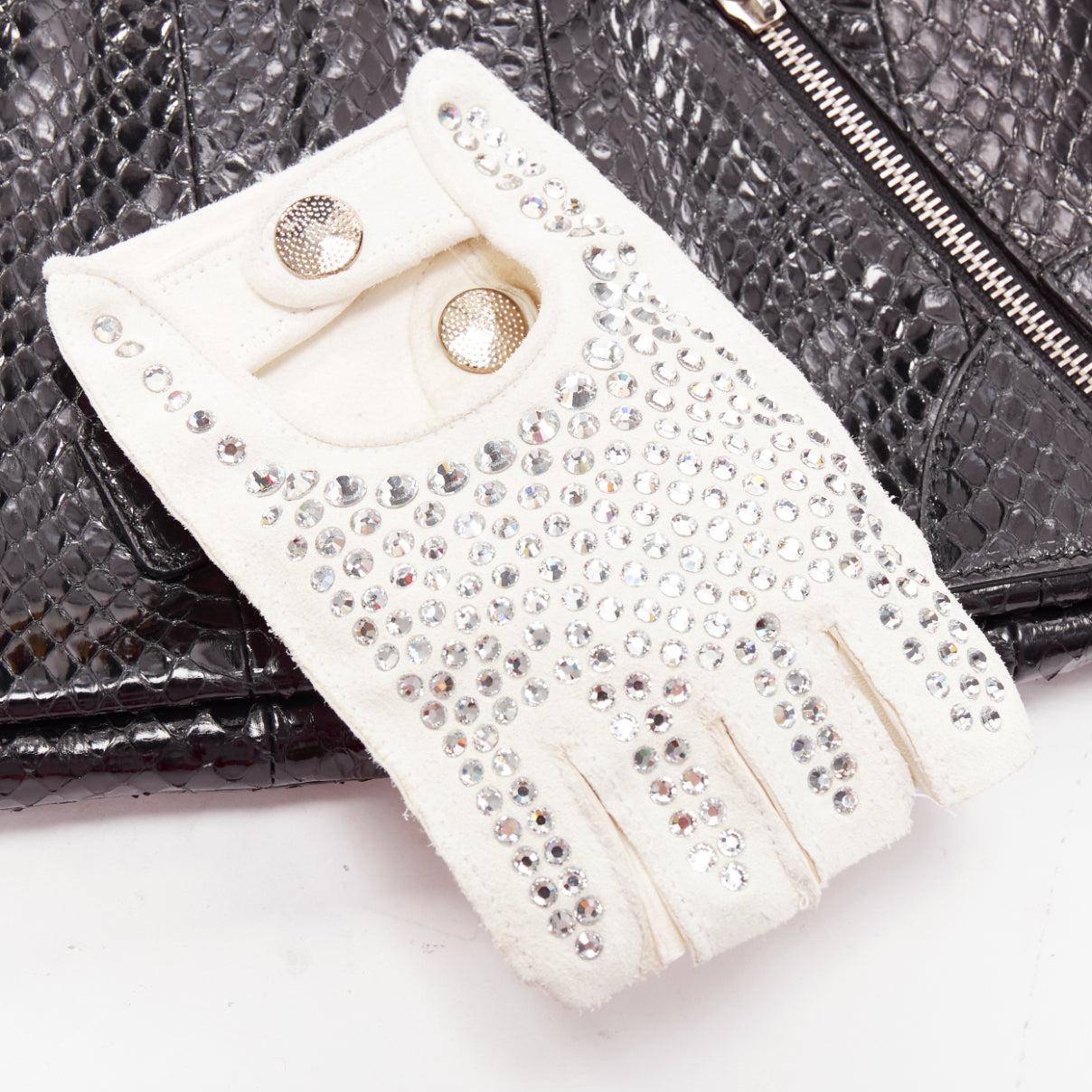 Women's rare ALEXANDER MCQUEEN Thriller Faithful crystal glove scaled leather clutch bag