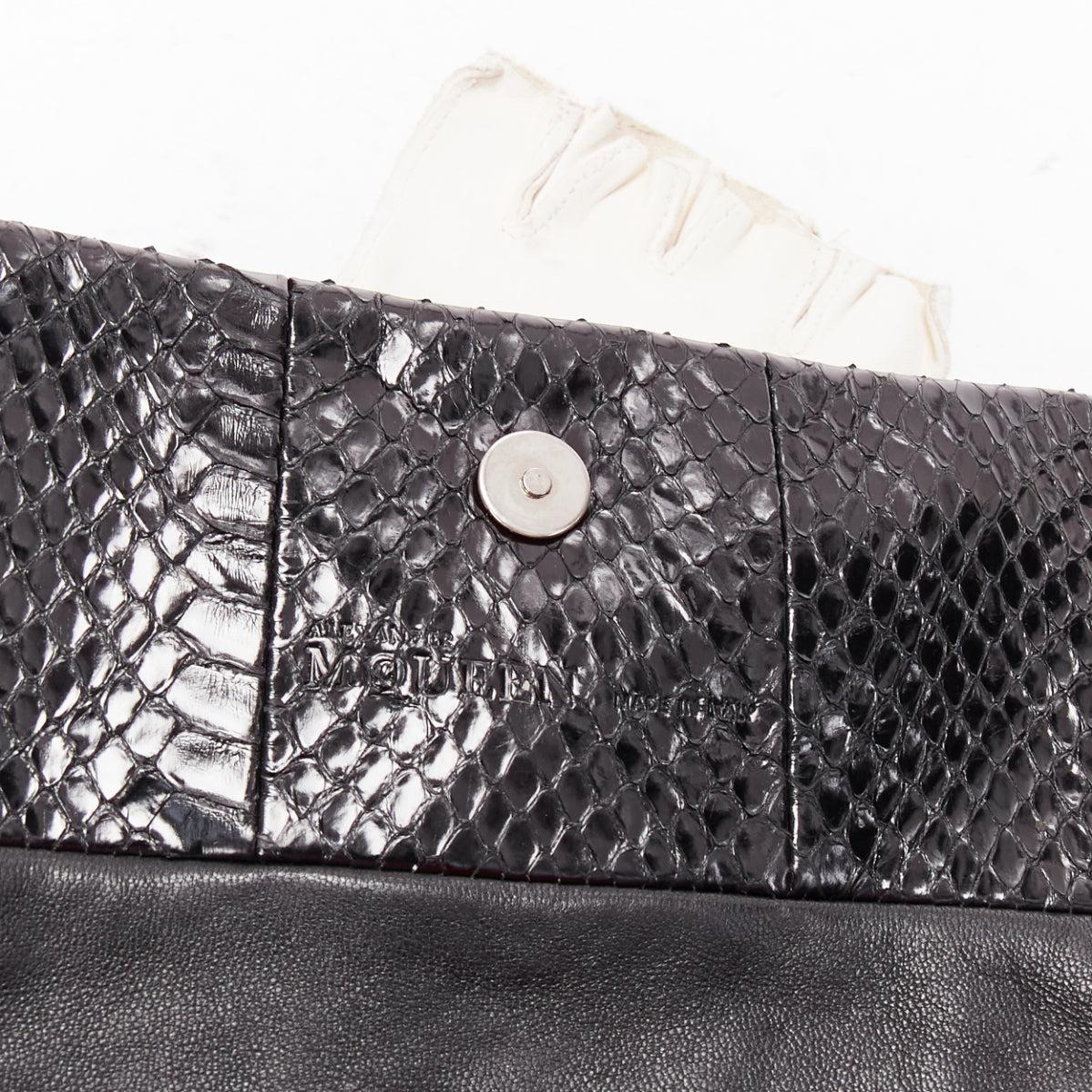 rare ALEXANDER MCQUEEN Thriller Faithful crystal glove scaled leather clutch bag 2