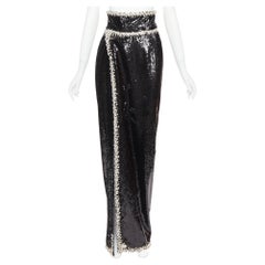 raro ALEXANDRE VAUTHIER COUTURE 2021 maxi gonna di paillettes in cristallo nero argento