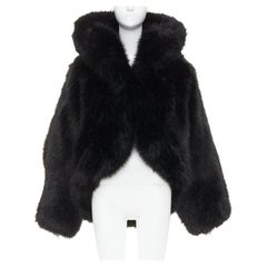 rare ALEXANDRE VAUTHIER COUTURE 2023 Runway black faux fur oversized cocoon coat