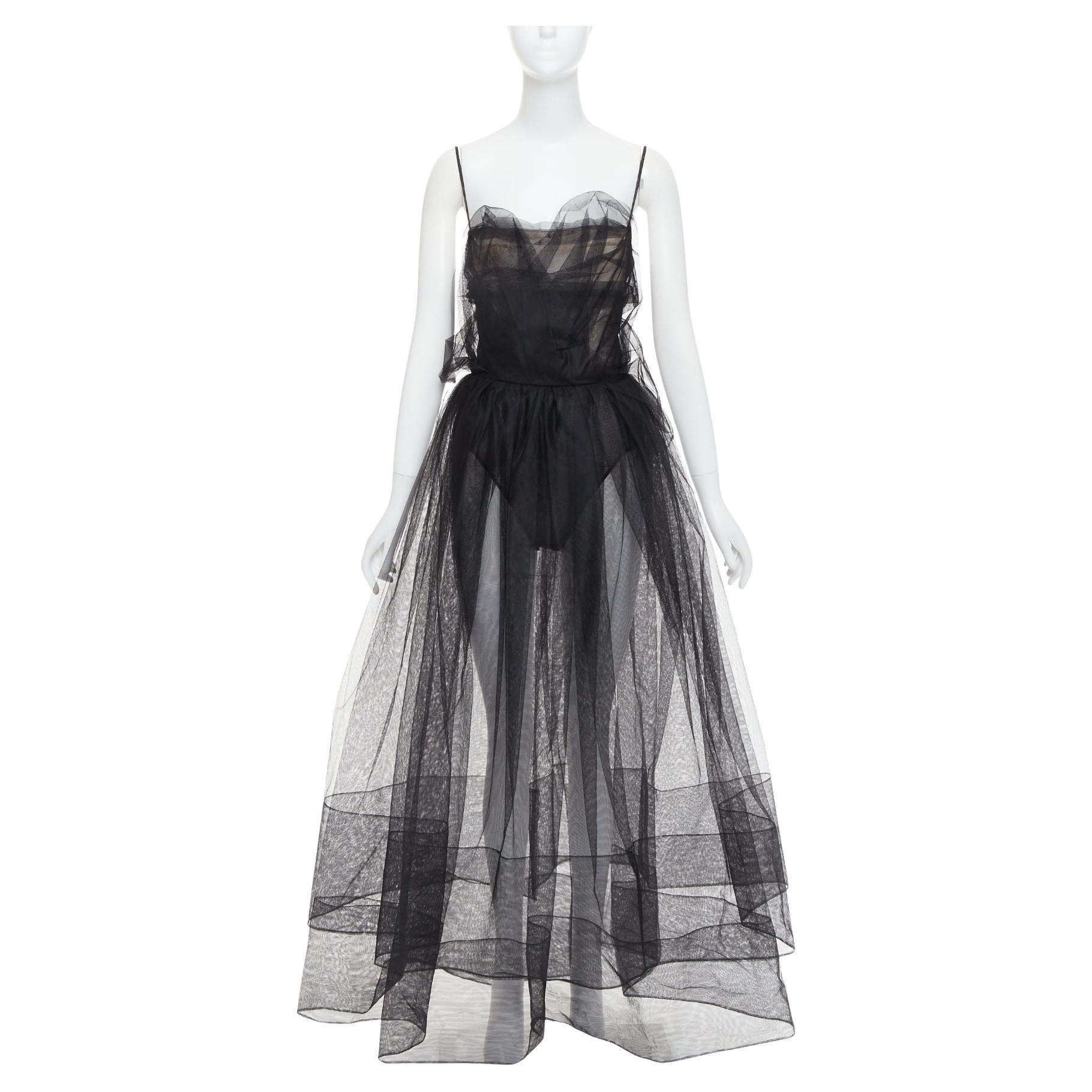 rare ALEXANDRE VAUTHIER COUTURE AW2017 Runway black sheer tulle flared dress