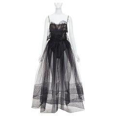 Rarität ALEXANDRE VAUTHIER COUTURE AW2017 Laufsteg schwarz durchsichtiger Tüll ausgestelltes Kleid