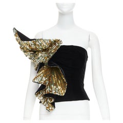 rare ALEXANDRE VAUTHIER COUTURE AW2017 Runway Lesage gold crystals ruffle top S