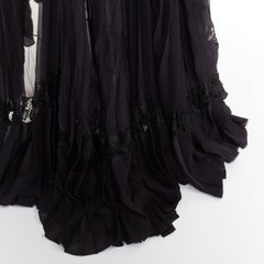 rare ALEXANDRE VAUTHIER COUTURE AW2018 Runway black leopard lace pleated skirt