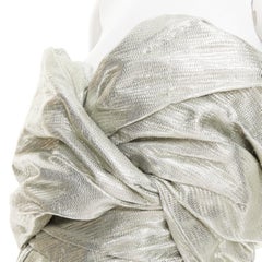 rare ALEXANDRE VAUTHIER COUTURE AW2019 Runway turquoise lame drape shoulder gown