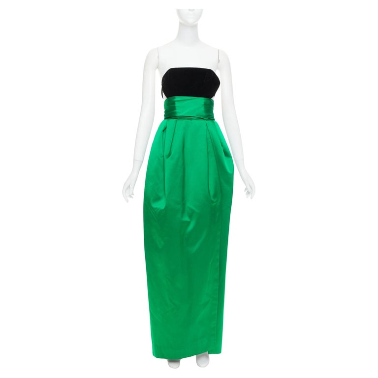 raro ALEXANDRE VAUTHIER COUTURE AW2020 Pasarela terciopelo negro vestido  verde Beyonce en venta en 1stDibs Espaa