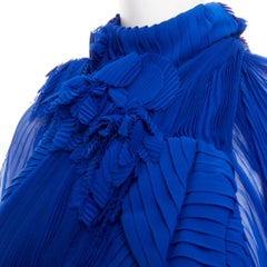 rare ALEXANDRE VAUTHIER COUTURE AW2022 Runway Lognon blue floral pleated gown