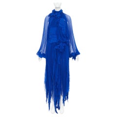 rare ALEXANDRE VAUTHIER COUTURE AW2022 Runway Lognon blue floral pleated gown