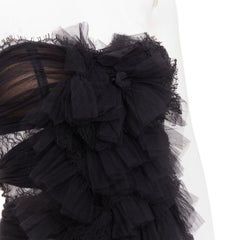 raro ALEXANDRE VAUTHIER COUTURE AW2022 Pasarela Lognon vestido de volantes de encaje plisado