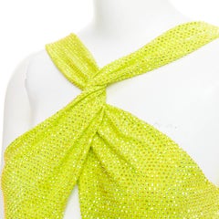 rare ALEXANDRE VAUTHIER COUTURE AW2023 strass crystal neon yellow cut out gown