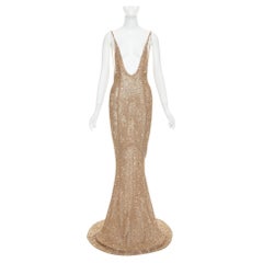 seltenes ALEXANDRE VAUTHIER COUTURE Abendkleid mit Mikroperlenverzierung und tiefem Ausschnitt