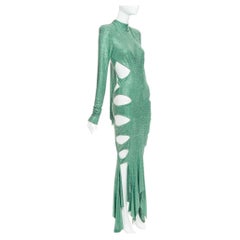 rare ALEXANDRE VAUTHIER COUTURE Runway strass crystal high neck cut out gown