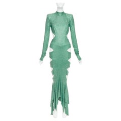 rare ALEXANDRE VAUTHIER COUTURE Runway strass crystal high neck cut out gown
