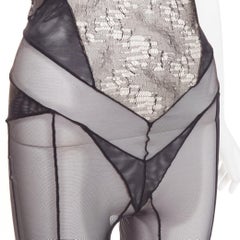 rare ALEXANDRE VAUTHIER COUTURE SS2014 Runway black lace panelled sheer catsuit