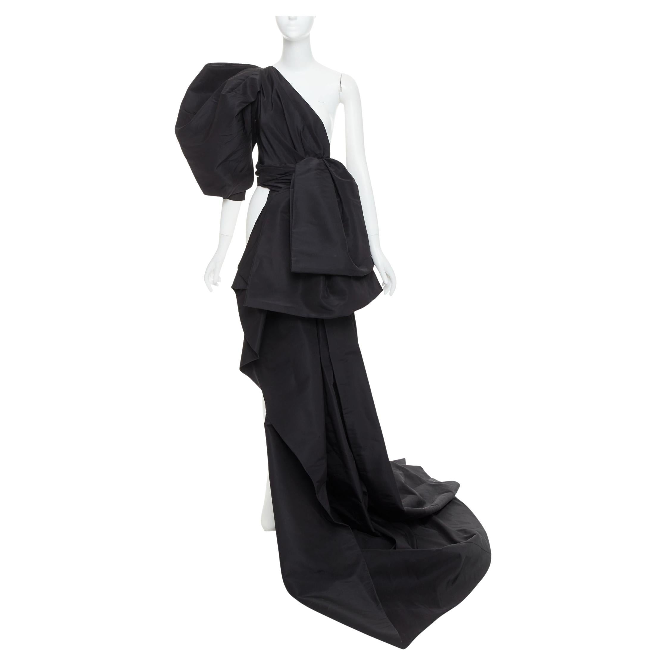 rare ALEXANDRE VAUTHIER COUTURE SS2017 Runway black tafetta bustle train top For Sale