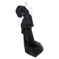 rare ALEXANDRE VAUTHIER COUTURE SS2017 Runway black tafetta bustle train top