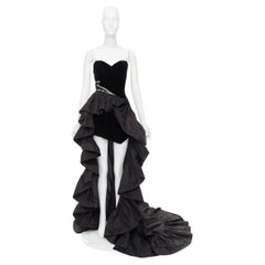 rare ALEXANDRE VAUTHIER COUTURE SS2017 Runway black velvet crystal ruffle gown