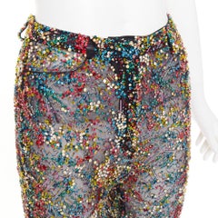 rare ALEXANDRE VAUTHIER COUTURE SS2021 Runway Lesage crystal feather flare pant