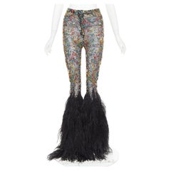 rare ALEXANDRE VAUTHIER COUTURE SS2021 Runway Lesage crystal feather flare pant