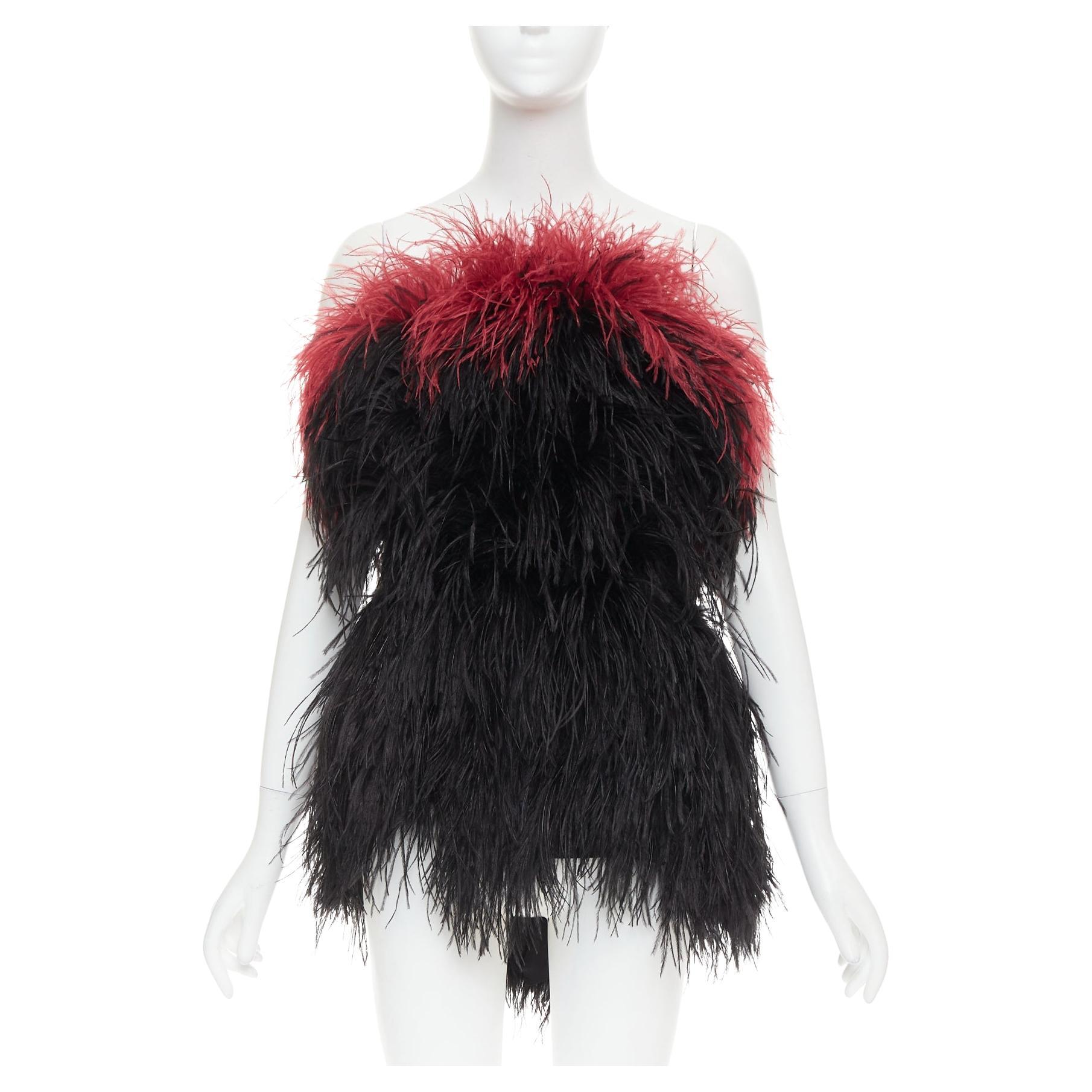 selten ALEXANDRE VAUTHIER COUTURE SS2022 Laufsteg Feder trägerloses Minikleid im Angebot