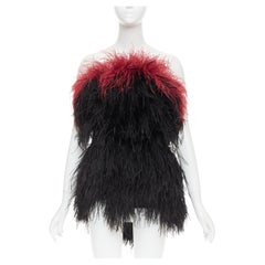 raro ALEXANDRE VAUTHIER COUTURE SS2022 Mini vestido sin tirantes de plumas de pasarela