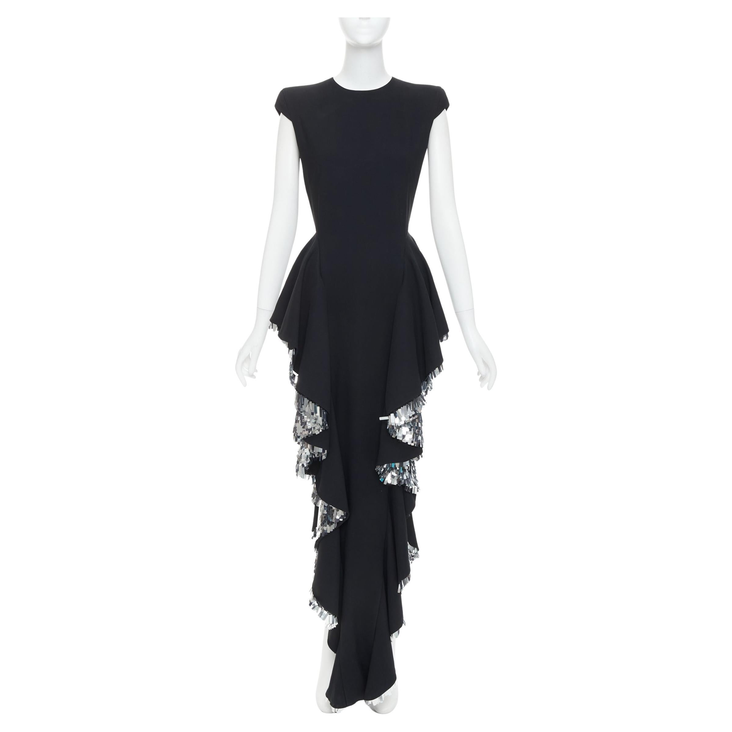 rare ALEXANDRE VAUTHIER COUTURE SS2023 Runway black silver sequin ruffle dress