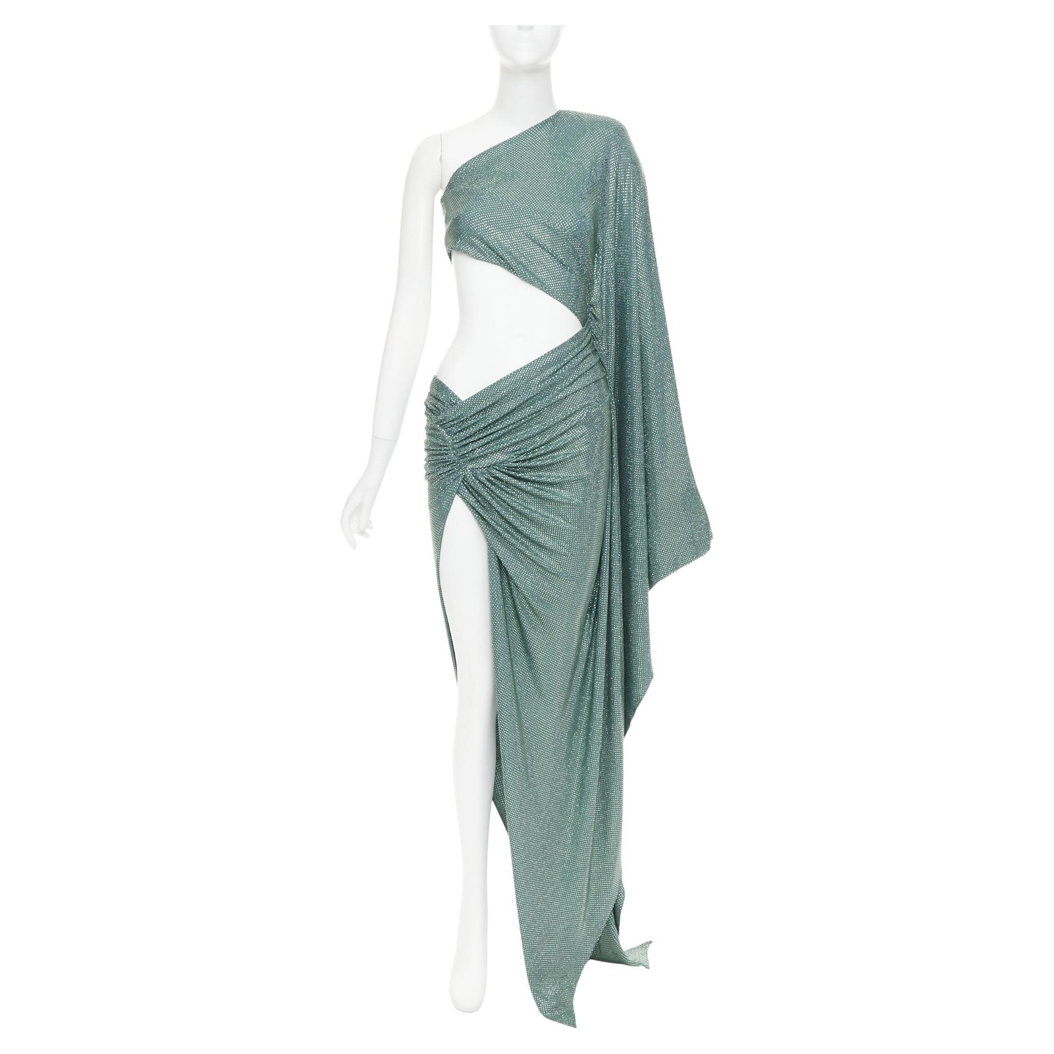 rare ALEXANDRE VAUTHIER COUTURE robe drapée asymétrique à découpes en strass et cristaux
