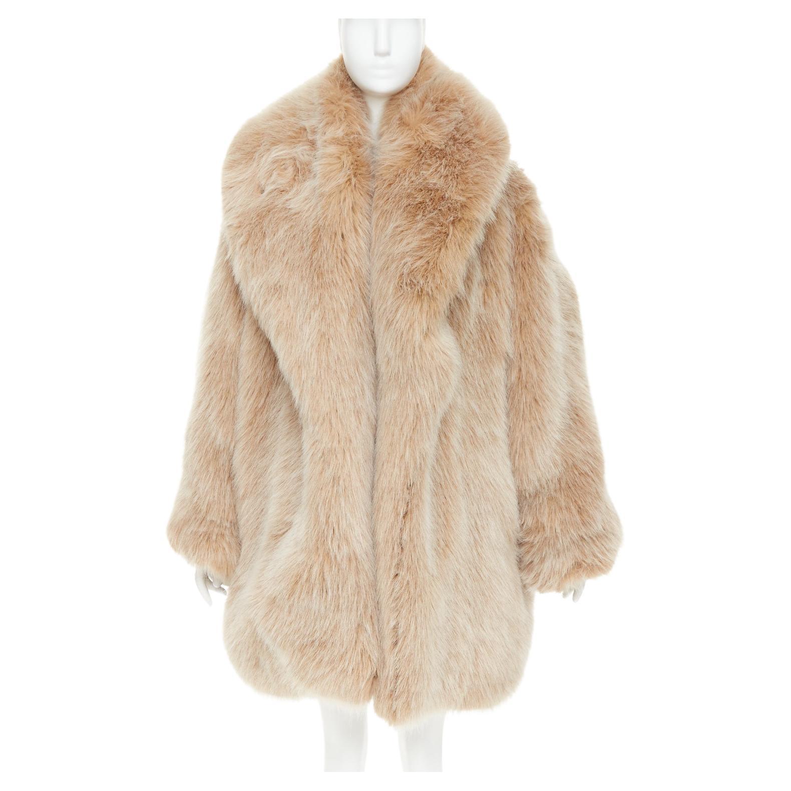 seltener ALEXANDRE VAUTHIER SS2023 beige brauner Kunstpelz Mantel mit übertriebenem Kragen