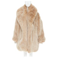 rare ALEXANDRE VAUTHIER SS2023 beige brown faux fur exaggerated collar coat