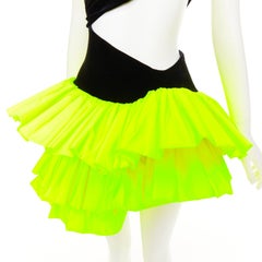 rare ALEXANDRE VAUTHIER SS2023 Runway neon yellow black velvet cut out dress
