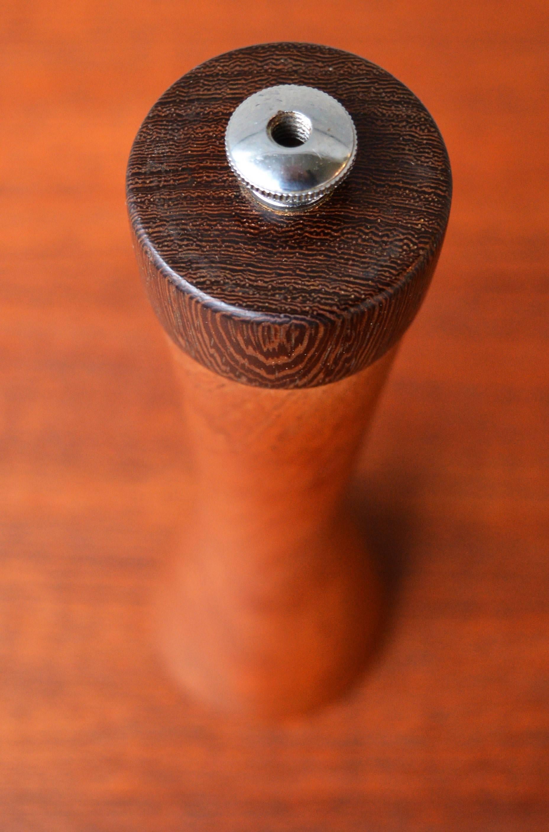 Mid-Century Modern Rare Alf Hansen for P. Broste Teak & Zebrawood Pepper Mill with French Grinder