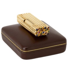 Rare Alfred Dunhill Lighter in Gold with Sapphire, Ruby, Emerald and Diamonds