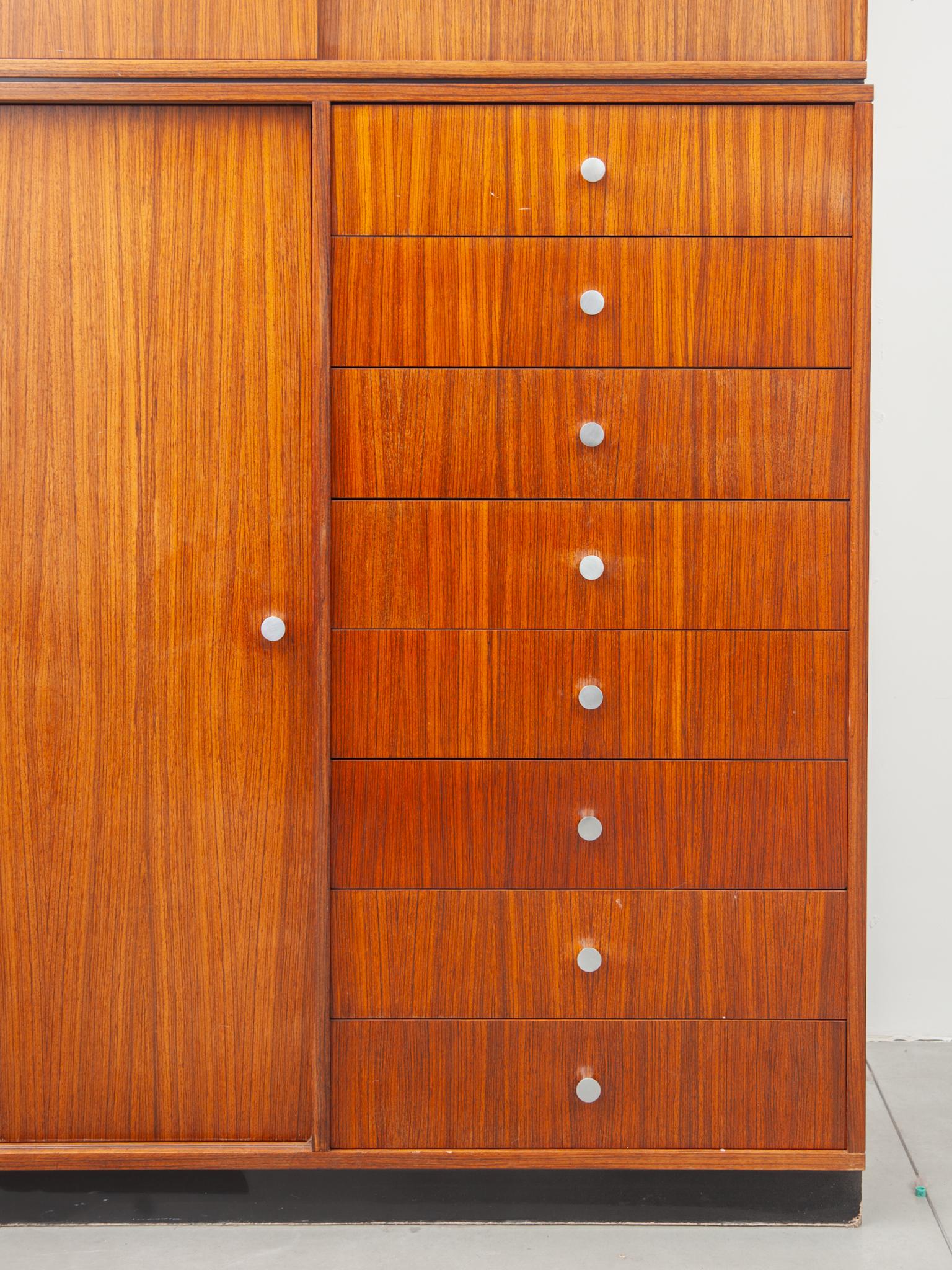 Mid-20th Century Rare Alfred Hendrickx Wardrobe with Eight Drawers 1960, Belform, Belgium  For Sale
