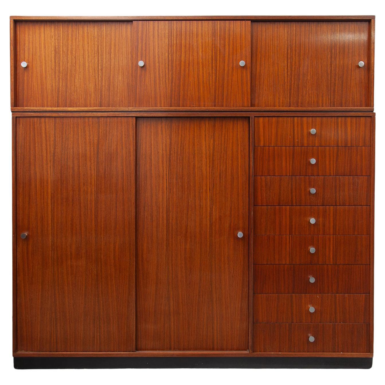 Rare Alfred Hendrickx Wardrobe with Eight Drawers 1960, Belform, Belgium  For Sale
