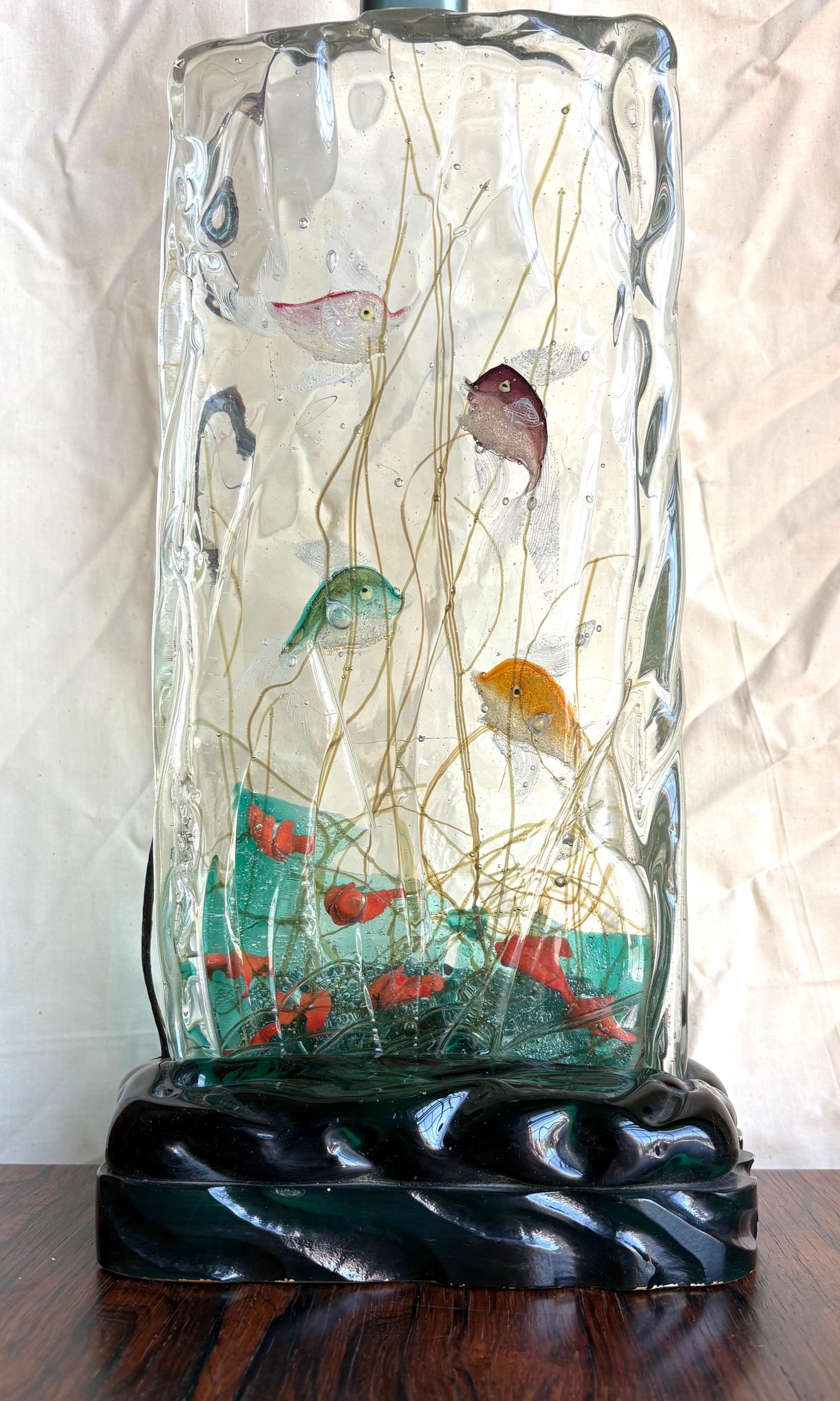 Italian Rare Alfredo Barbini Aquario Lamp for Cenedese For Sale