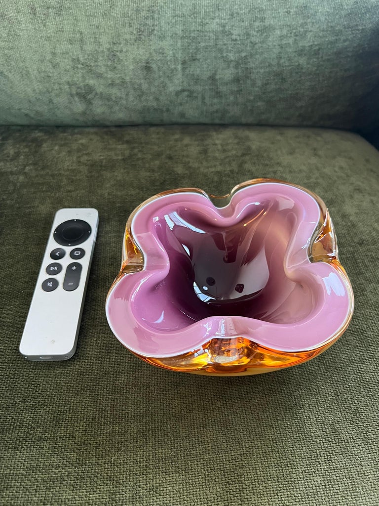 RARE Alfredo Barbini Glass Ashtray Bowl Geode Style Murano Italy