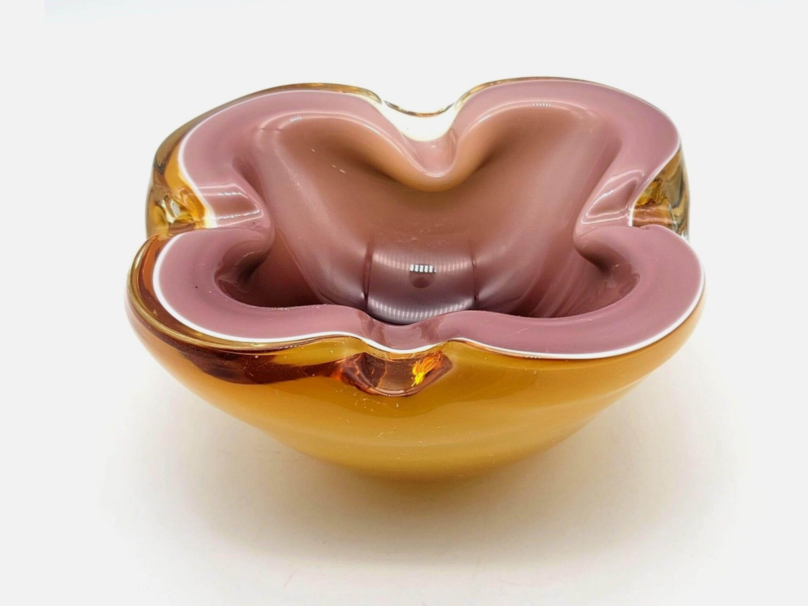 RARE Alfredo Barbini Glas Aschenbecher Schale Geode Stil Murano Italien VTG 1950's MCM (Kugelschliff) im Angebot