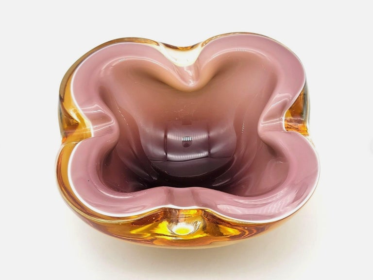RARE Alfredo Barbini Glass Ashtray Bowl Geode Style Murano Italy