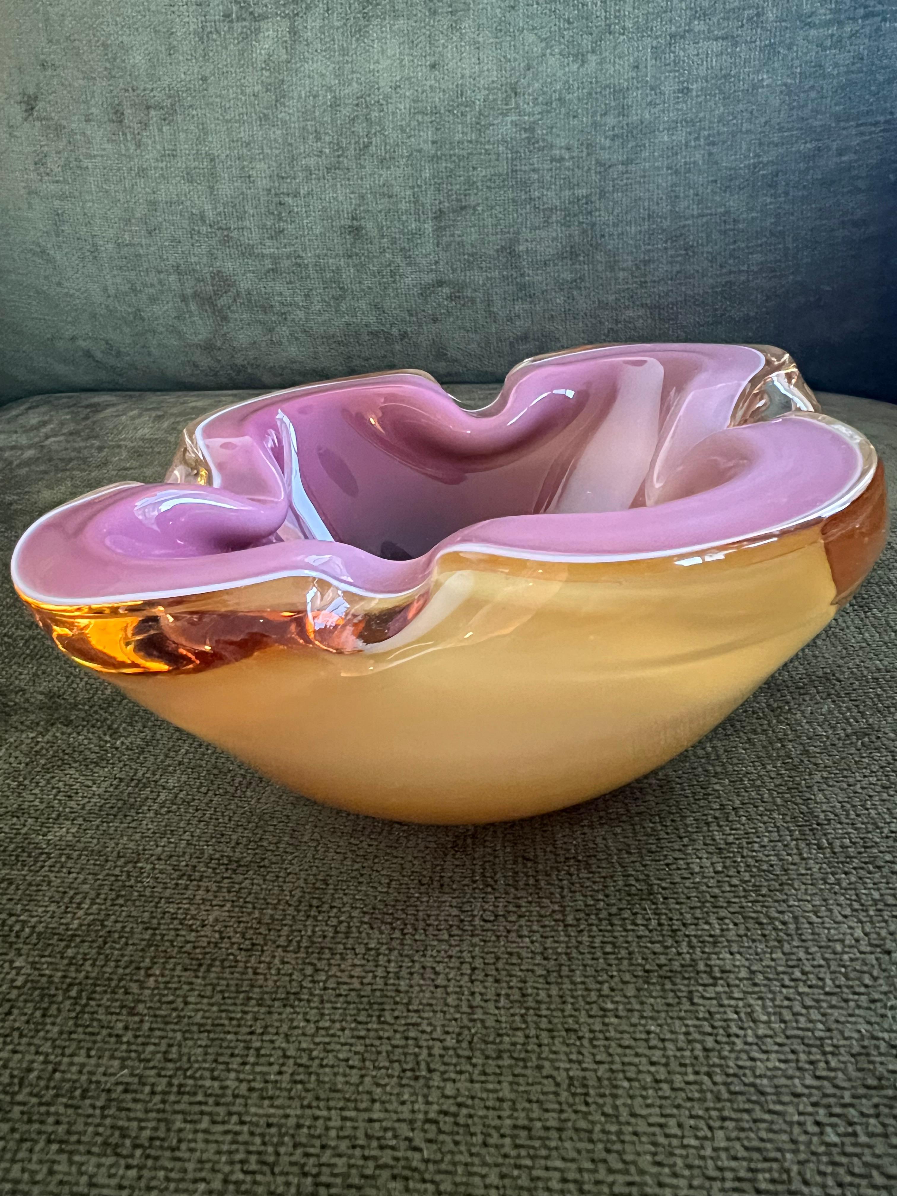 RARE Alfredo Barbini Glas Aschenbecher Schale Geode Stil Murano Italien VTG 1950's MCM im Angebot 2