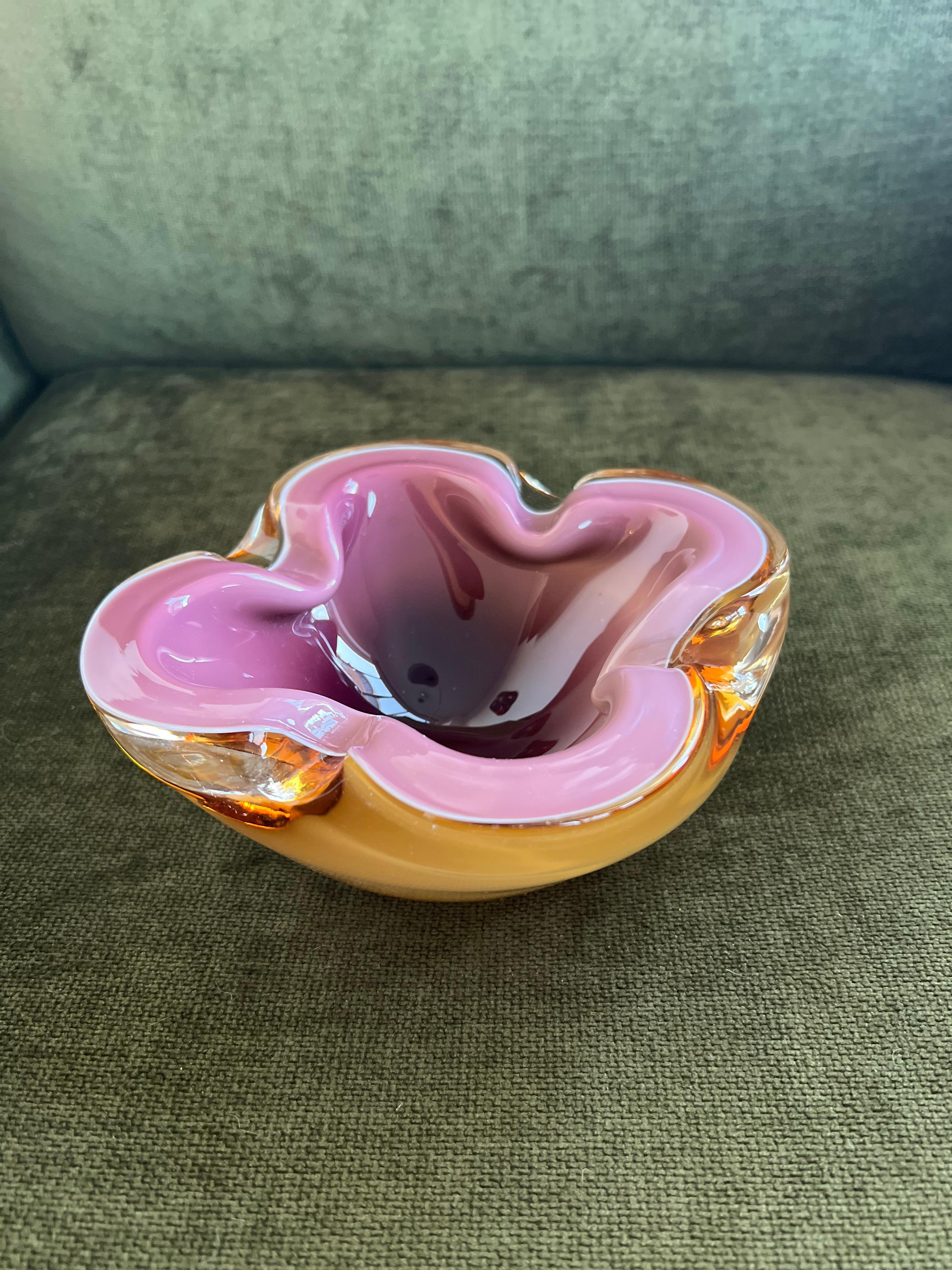 RARE Alfredo Barbini Glas Aschenbecher Schale Geode Stil Murano Italien VTG 1950's MCM im Angebot 3