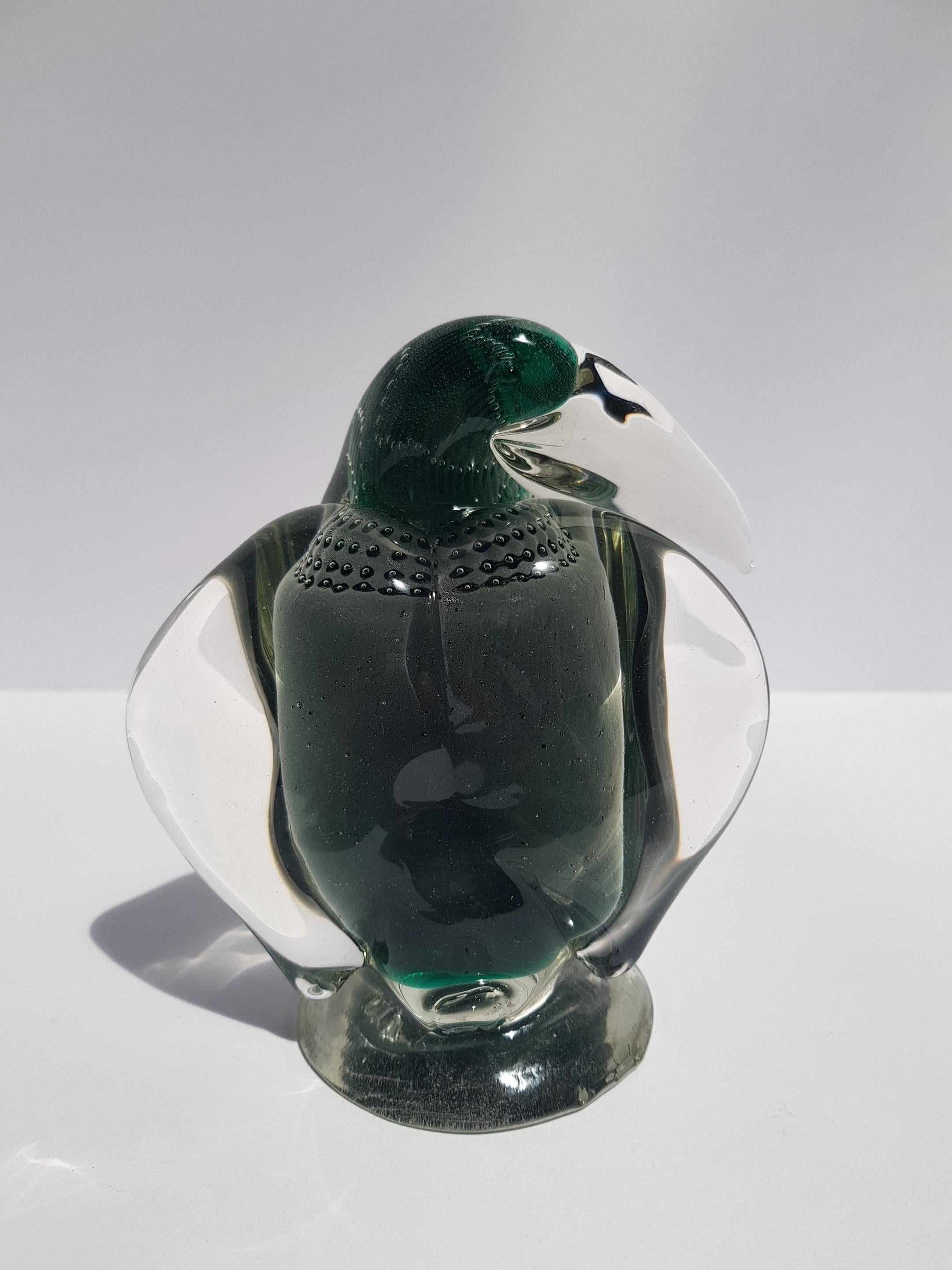 Rare Alfredo Barbini VAMSA Toucan Bird Sfumato Sommerso Murano Glass Sculpture en vente 3